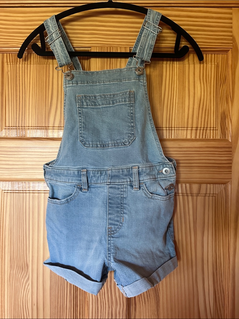Abercrombie Kids Light Blue Denim Short Overalls for Girls 9/10